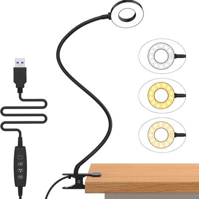 LED-Leselampe mit Klemme, 3 Farben und 10 Helligkeiten, Schreibtischlampe, flexible Schwanenhals-Buchlampe, Kinder-Lese-Nachtlicht, Buchlicht
