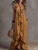 2026 Euro-American Bohemian V-Neck Short Sleeve Ruffle Dress