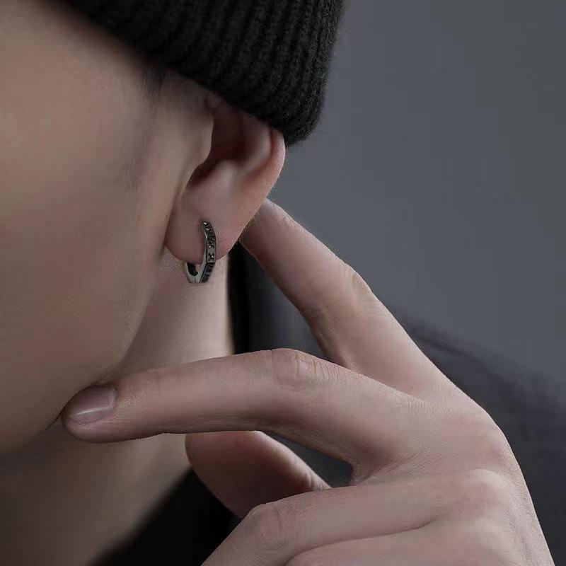 Men S Roman Numeral Stud Earrings Hip Hop Style Single Earring