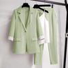 Frühling Übergröße Koreanischer Eleganter Damenanzug Damenblazer Freizeithose Tweedanzugjacke Dreiteiliges Jacke-Hosen-Set
