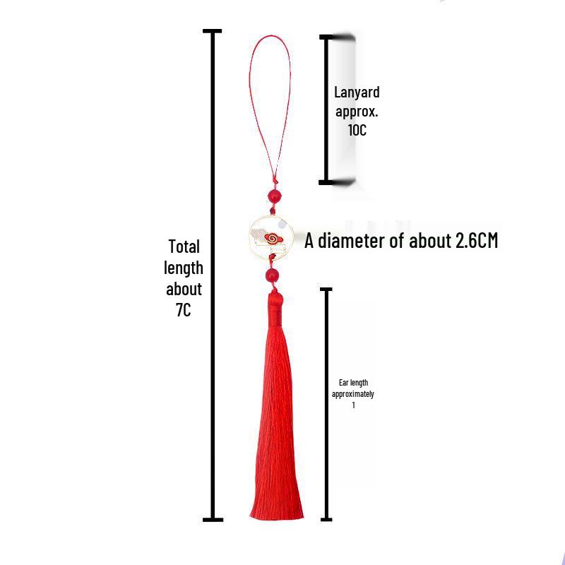 Colorful Clouds Chasing the Moon Tassel Pendant for Hanfu Qipao - 12CM Fan Lantern Jade Lapel Accessory