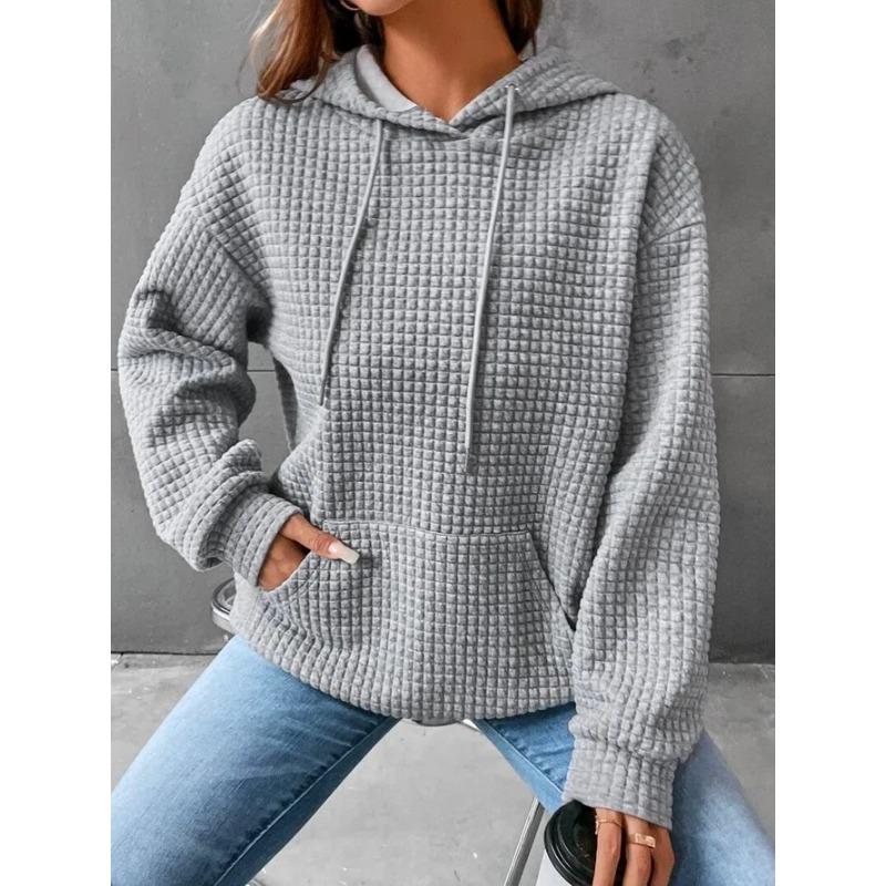 Autumn Winter Women's New Round Neck Long-sleeved Sweatshirt Solid Color Top