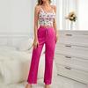 Damen Zweiteiliger Pyjama Set Ärmelloses Cami Crop Top Weitbein Hose Set Sommer Casual