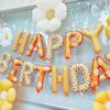 Daisy Flowers Happy Birthday Letter Balloon Flower Aluminum Foil Balloon with Birthday Hat Birthday Party Decoration Supplies