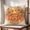 Cute Cartoon Capybara Cushion Cover Natural Linen Organic Fabric DoubleSided Printing Couch Pillow Covers Home Decor