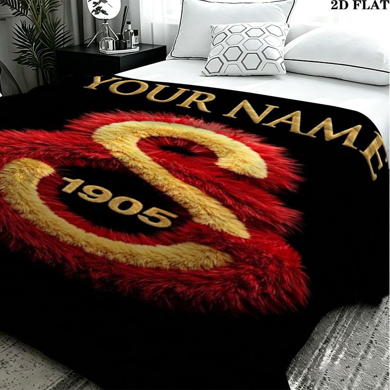 1PC Galatasaray S Custom Name Patterned Flannel Blanket Suitable For All Seasons for Home Decor Warmth and Comfort Gifts Holiday Present