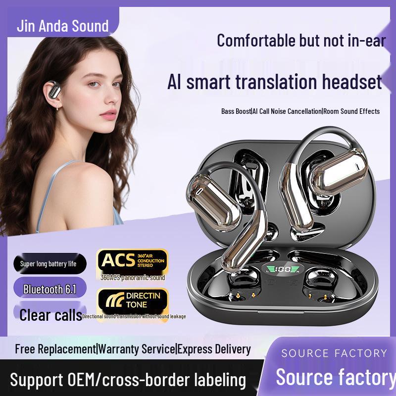 Wireless Air Conduction Over-Ear Headphones with AI Translation and Extended Battery Life