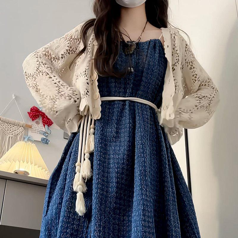 

Apricot Crochet Knit Sleeveless Cardigan - Women s Summer Sun Protection Shawl Cover-up. M