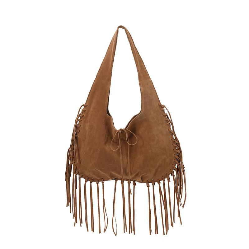 IELGY Ladies Underarm Bag Tassel Large Capacity Tote Bag Casual Commuter Simple