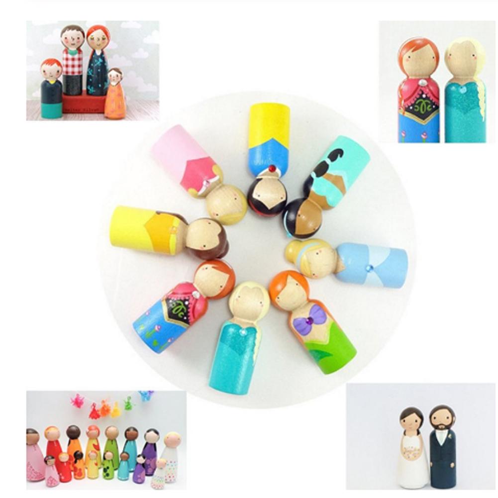 10pcs 75mm Male DIY Painting Dolls Wooden Children Painting Figure Toy Craft