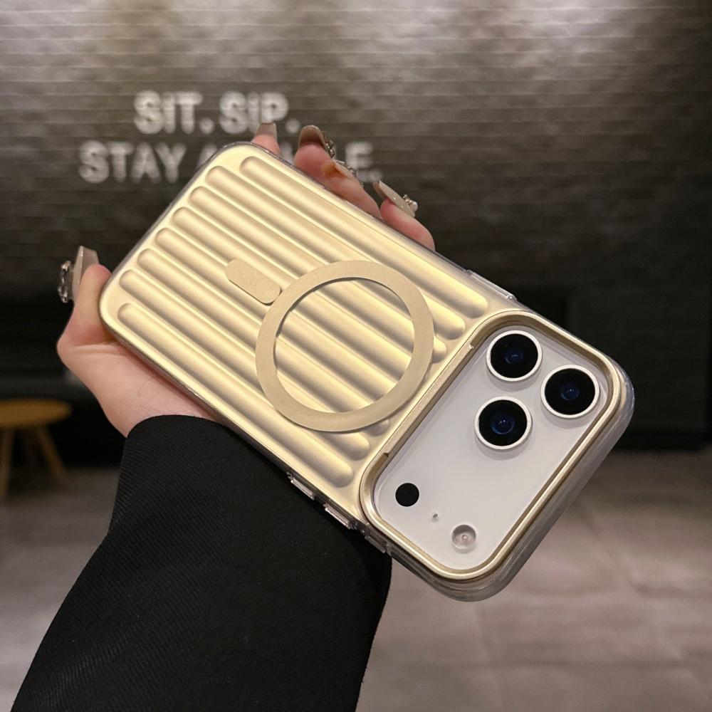 Husă magnetică 3D cu ondulații pentru bagaje, la modă, pentru iPhone 17 Pro Max 16 15 14 13, bumper TPU, încărcare wireless, husă de protecție