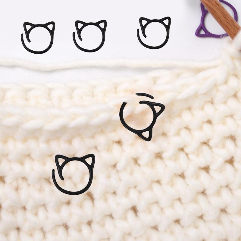 24Pcs Cats Shaped Stitching Markers Crochet Locking Markers Rings Stitching Locking Markers Rings for Knitting Weaving