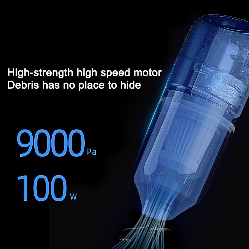 9000Pa 100W Mini Car Vacuum Cleaner Auto & Home Cordless Vacuum Cleaner Carpet Air Duster Wireless Car Vacuum Cleaner