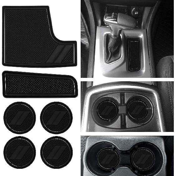 Bonbo Anti-Dust Mats for Dodge Charger 2015- | 6-Piece Fit Cup Holder Pads Set | Eco-Friendly Silicone Non-Slip Interior Accessories (Pink)
