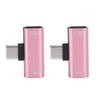2PCS Convertidor TipoC Divisor Dual 2 En 1 a Auriculares USB o Adaptador de Cargador Rosa(Rosado )