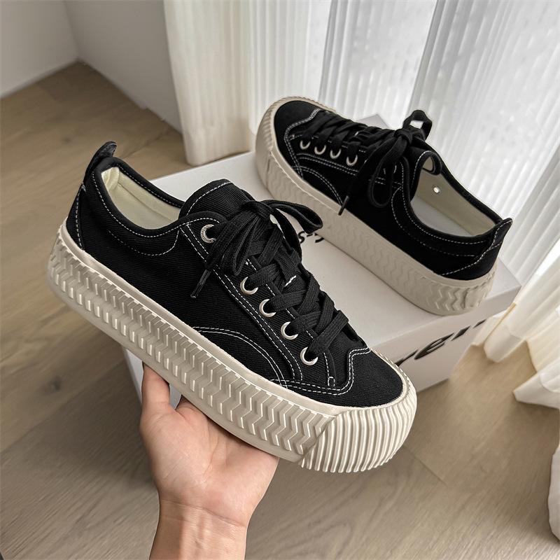 

Новые нишевые износостойкие кеды-бисквиты, низкие парусиновые кеды, студенческая спортивная и повседневная мужская обувь, универсальные кеды на платформе 39 чёрный