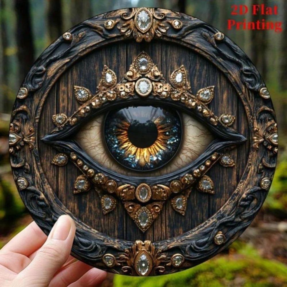 Vintage Metal Wall Art Blue Gold 2D Flat Eye Design Home Decor Garden Kitchen Living Room