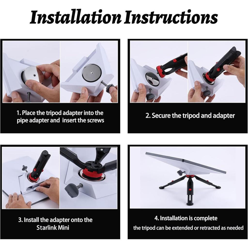 Foldable Adjustable Height and Tilt Mount Stand for Mini Tripod Mount with Adapter, Mini V4 Tripod Mounting Kit (Silver Adapter)