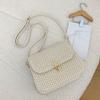This Year, the Popular Woven Small Bag Women's 2025 New Fashion Shoulder Messenger Bag Personalized Lock Straw Square Bag