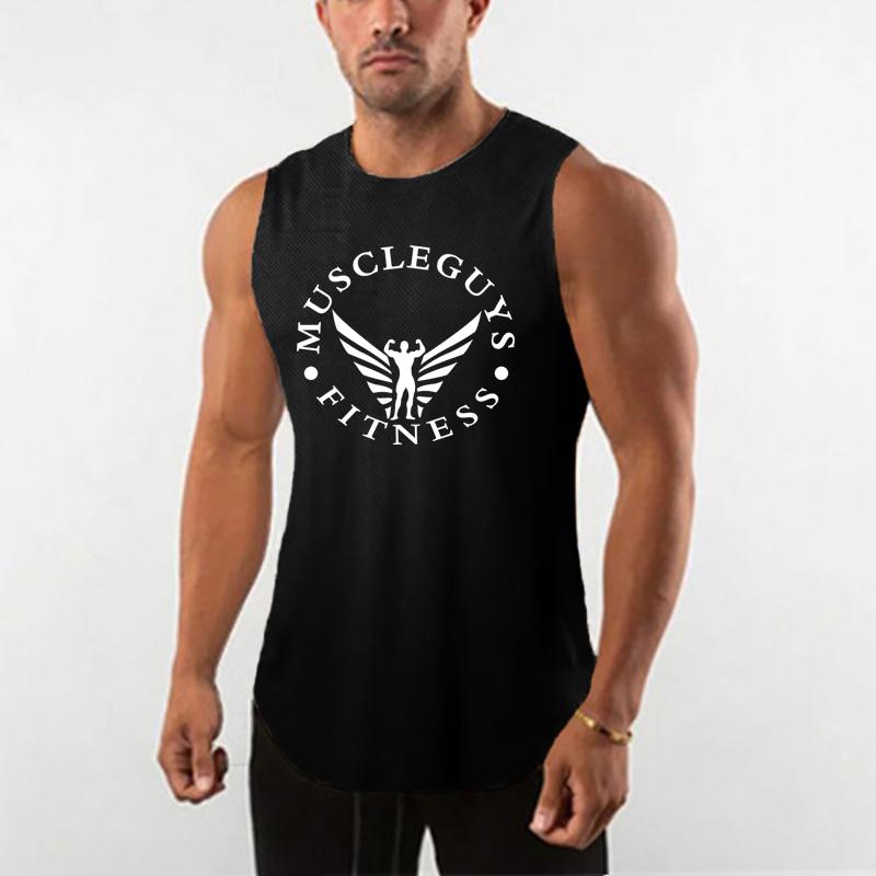 Muscleguys Summer Tide Mládež Sport Fitness Top Tričko bez rukávů Síťované tílko Osobnostní show Muscle Vesta Pánská kulturistika Tílko