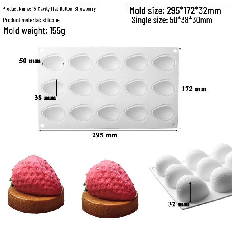 3D Fruchtmousse Silikon Kuchenformen: Birne, Apfel, Ananas, Pfirsich, Durian, Himbeere.