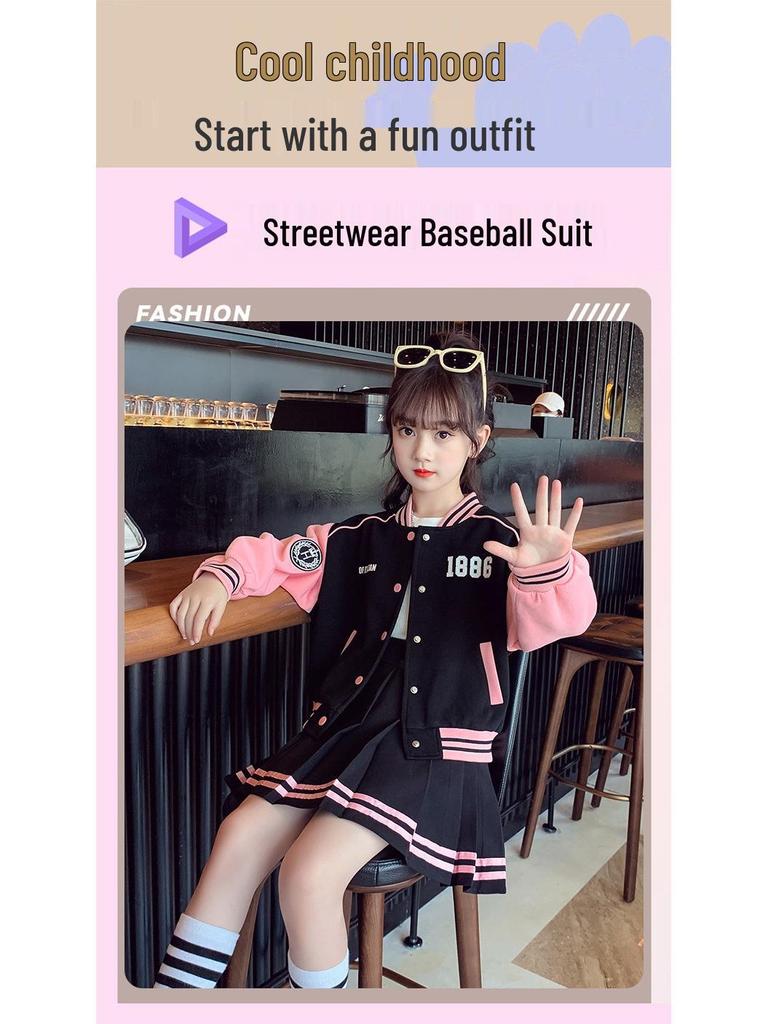 Trendige Baseballanzüge für Mädchen für Frühling/Herbst für 6-9-Jährige