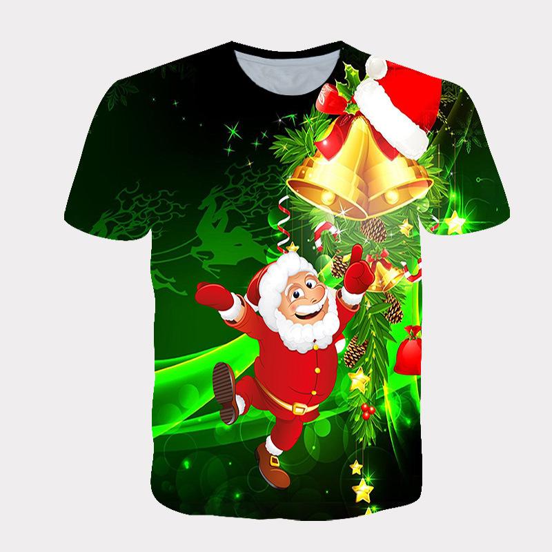 Happy New Year Men's and Women's T-shirts Christmas Carnival Trend 3D Printed T-shirt Crewneck Casual Short-sleeved Top