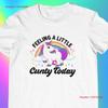 Feeling Cunty T Shirt Funny Womens Rude Offensive Gift for Girlfriend Unicorn Vintage Washed Stretched Stylish