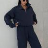 Herbst Winter Neue Sweapants Anzüge Frauen Stehkragen Zipper Sweatshirt 2 Pc Sets Feste Beiläufige Frauen Hosen