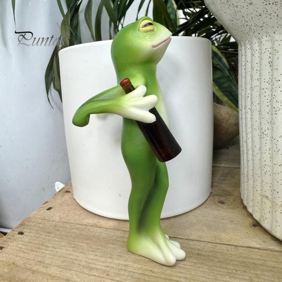 Mini Frog Figurine for Home Miniature Planter Decoration Resin Flower Pot Hugger Waterproof Garden Decor Statue Edge Lover Present