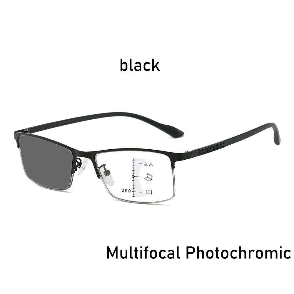 Business Multifocal Photochromic Reading Glasses Dual-Use For Both Near And Far Men Eyewear Anti Blue Light Presbyopia Glasses