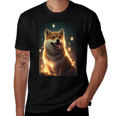 Happy Shiba Inu Dog T-Shirt Man T Shirts Graphic Funny T Shirts Man Man T Shirts Cotton T-Shirt