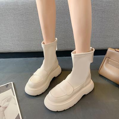 Dames Enkellaarzen Herfst Mode Schoenen Vrouw Comfort PU Leer Rits aan de Achterkant Platform Botines Dames Feest Schoenen Schoenen