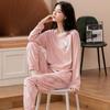 Ensemble de Pyjama pour Femme 100% Coton – Respirant, Absorbant la Sueur, Manches Longues Col Rond pour Porter à l'Intérieur et à l'Extérieur (Automne hiver)
