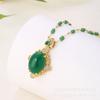 Emerald Necklace Female Retro Ethnic Style Temperament Hetian Jade Pendant Exquisite Collarbone Chain