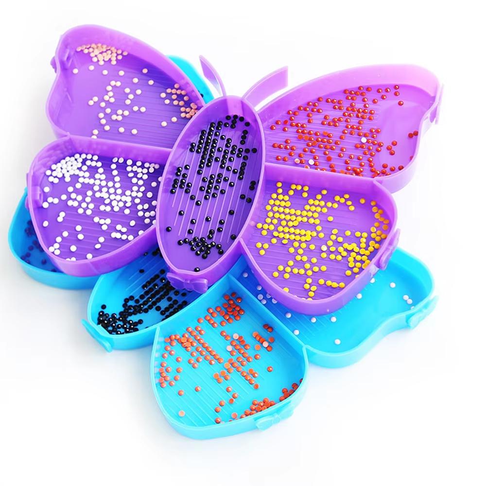 8pcs/Set DIY Diamond Painting Tool Set -Butterfly Multifunctional Flip Plate, Drill Points, Trays & Funnels for DIY Projects