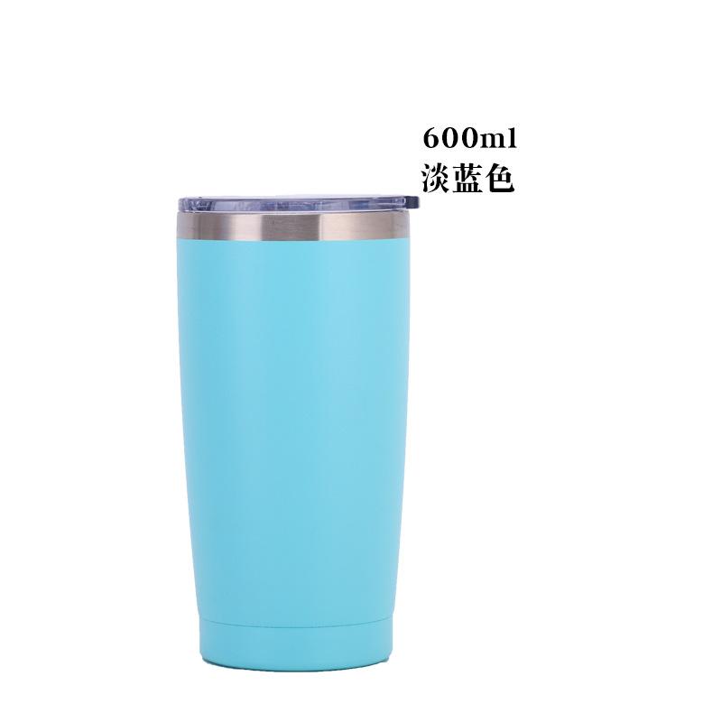 20oz Powder Coated 304 Stainless Steel Car Tumbler, Double Wall Vacuum Insulated Iced Coffee Travel Cup with Sliding Lid