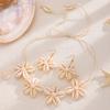 Natural Seashell Flower Jewelry Set Handmade Shell Necklace Earrings with Faux Pearl Accents Beach Vacation Casual Gift for Coastal Lovers