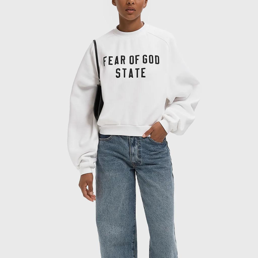 Fear of God Essentials Fleece Raglan Sleeve Ribbed Crewneck Logo Letter Solid Color Loose Long Sleeve Sweatshirt Women Sweatshirt 192SP257834FW