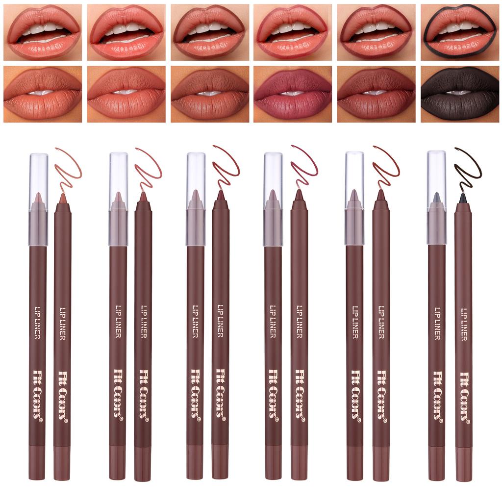 Set da 6 matite labbra contorno opache impermeabili, Matita labbra in gel a lunga tenuta anti-sfumature, Rossetto contorno labbra non si attacca alla tazza, Trucco