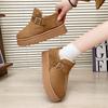 Women Snow Boots 2026 New Elevated Thick Bottom Flats Boots Casual Versatile Slip-On Retro Loafers Women High Heels Shoes