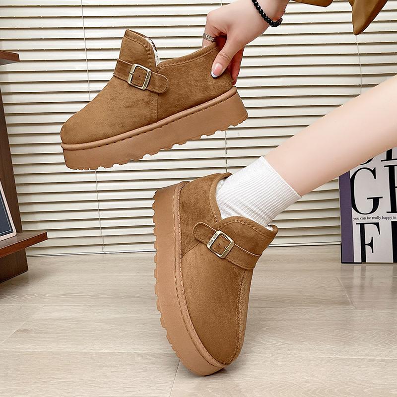 Women Snow Boots 2026 New Elevated Thick Bottom Flats Boots Casual Versatile Slip-On Retro Loafers Women High Heels Shoes
