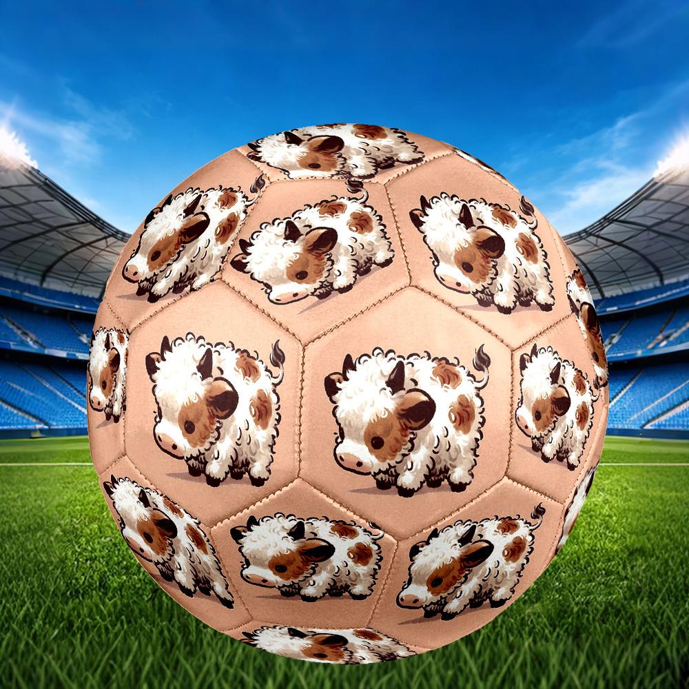 1pc Fluffy Cow Illustration Size 5 Soccer Ball Professional Match Training Football Indoor &Outdoor Sports Ball Lightweight Durable c6598