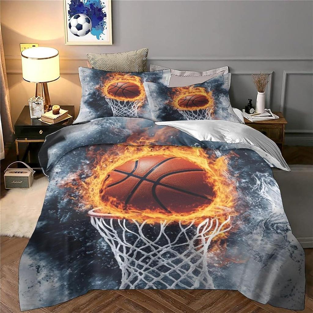 Dog Bedding Set, Cartoon Cute Style 3D Printed Ultra-fine Fiber Duvet Cover Pillowcase 3-piece Set for Adults and Children