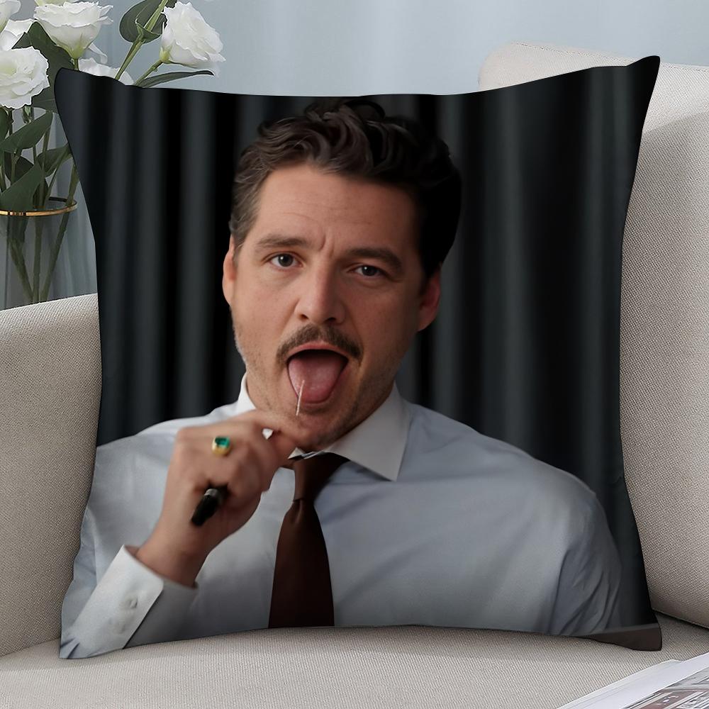 New P-Pedro Pascal Pillow Case 3D Print Polyester Fiber 40*40 cm Home Sofa Throw Pillow Cover Decoration Festival Gift