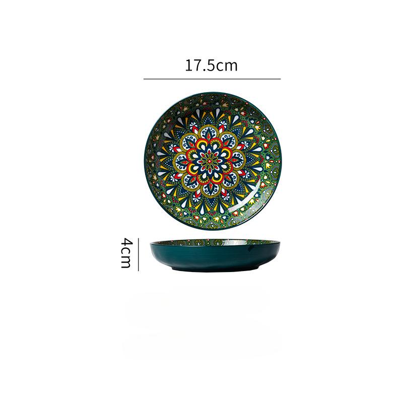 17,5cm Keramikteller Haushalts-Vintag-Geschirr Frühstücksteller Knödelplatte Gemüse-Obst-Teller tiefer Teller