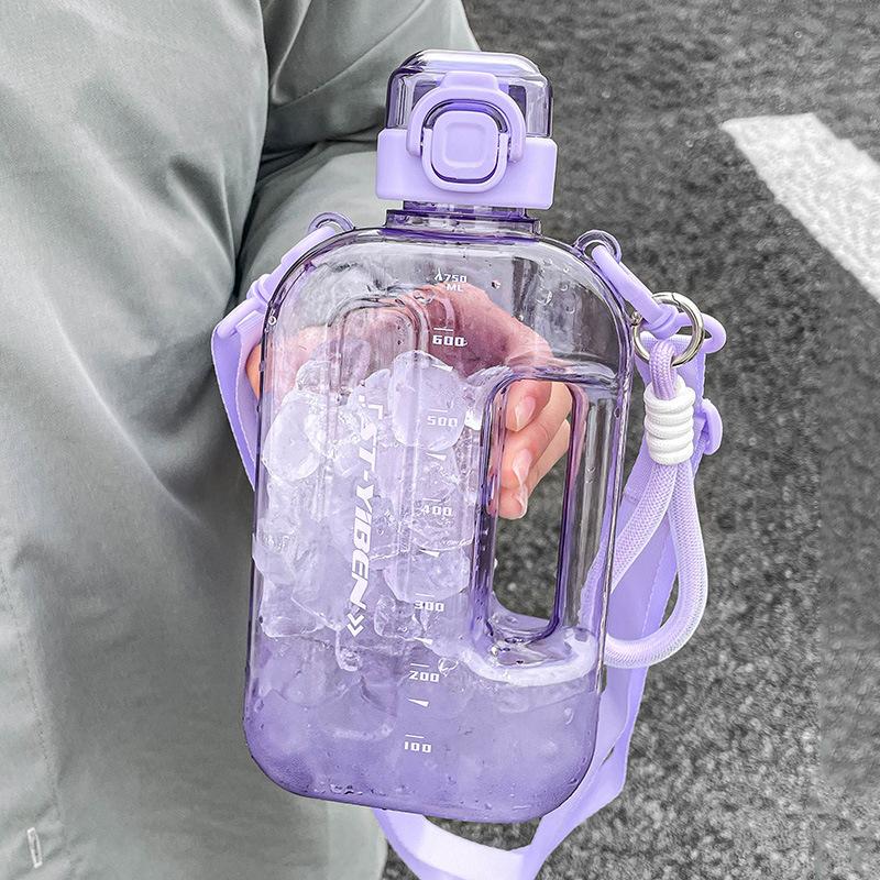 

Dopamine small square barrel frosted plastic cup boys and girls outdoor fitness portable direct drinking space cup sports bottle 750ml фиолетовый