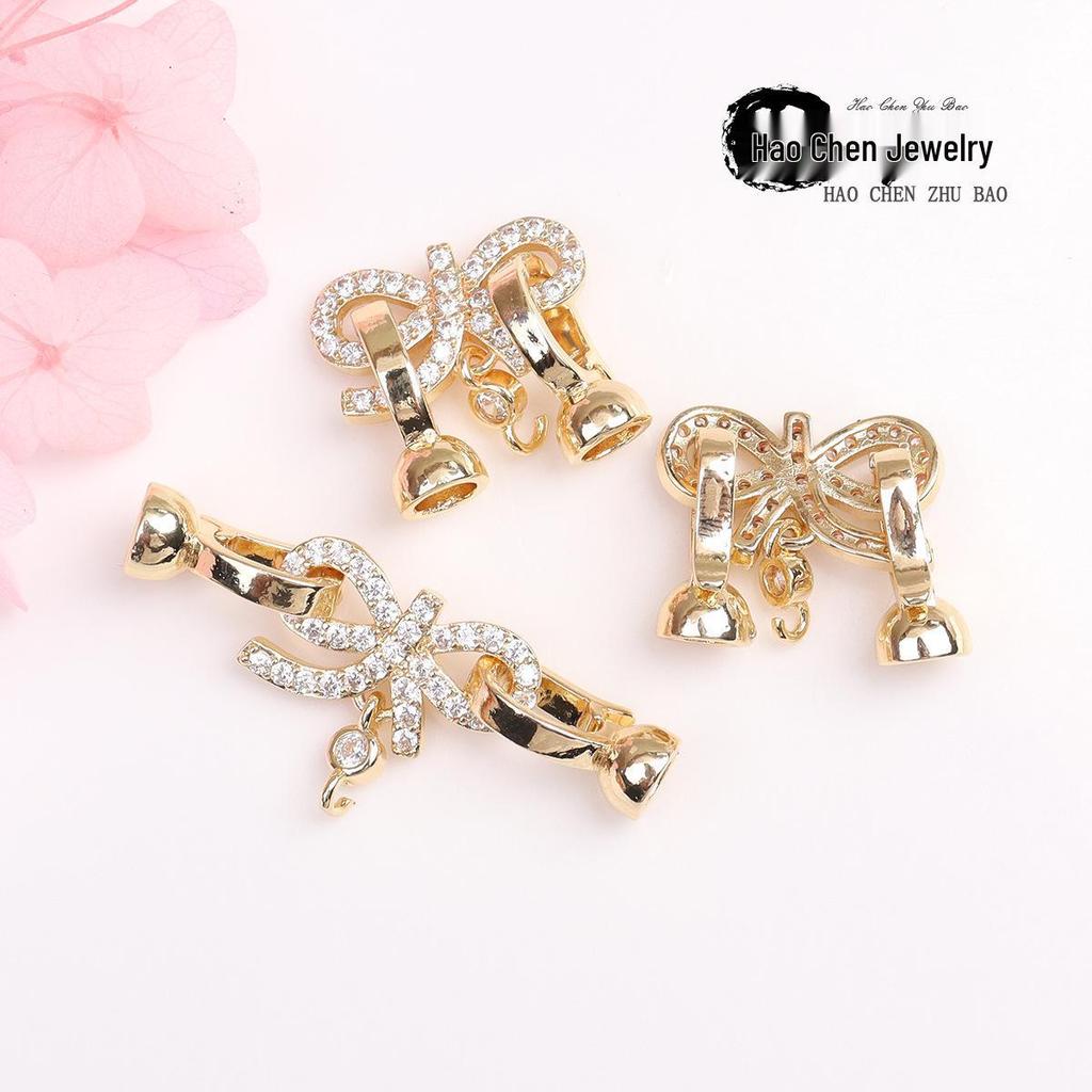 14k Gold Filled Farbechalter Perlenhalskettenverschluss, Glied und Schleifen-Accessoire für DIY-Schmuck