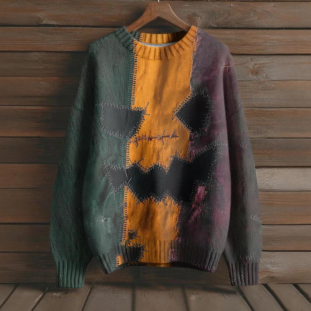 Gensere med lange ermer for kvinner O-hals Casual Søt trykk Strikket Oversized genser