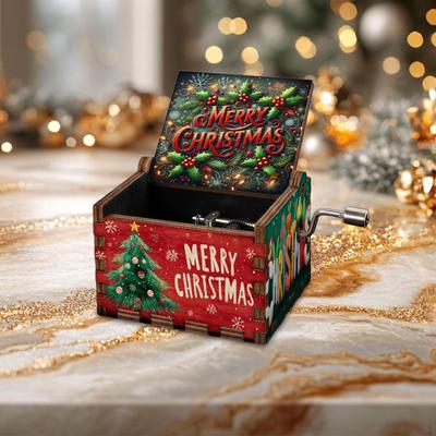 Christmas Music Box Decor Table Centerpiecec Collection Mini Ornament Hand Crank Tune